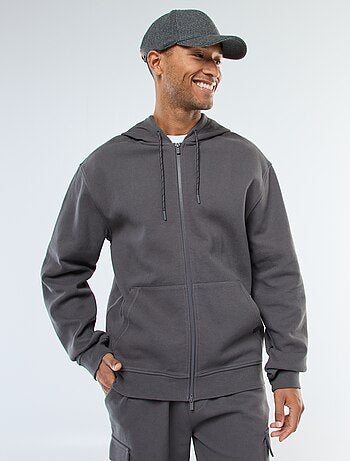 Sweat uni en maille piquée à capuche