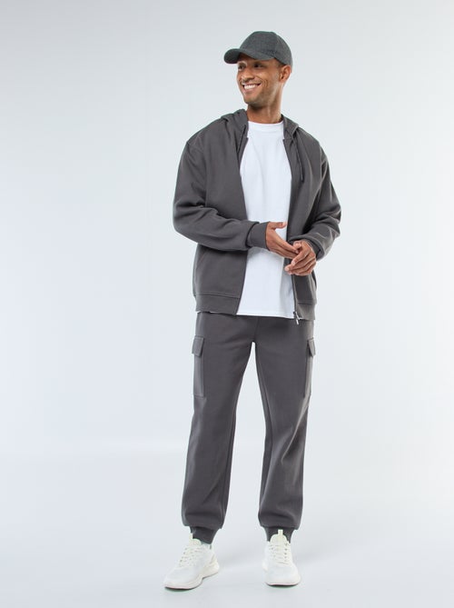 Sweat uni en maille piquée à capuche - Kiabi