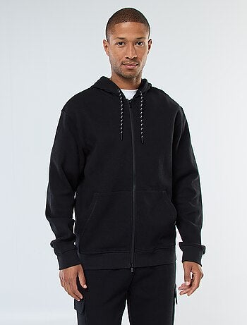 Sweat uni en maille piquée à capuche