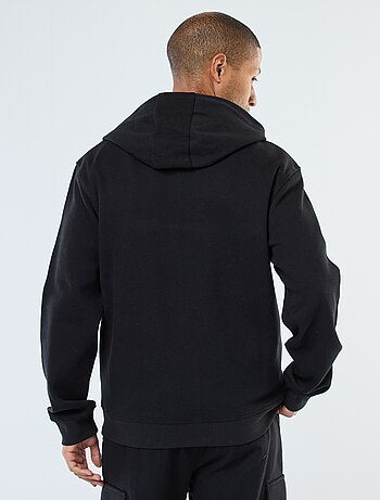 Sweat uni en maille piquée à capuche