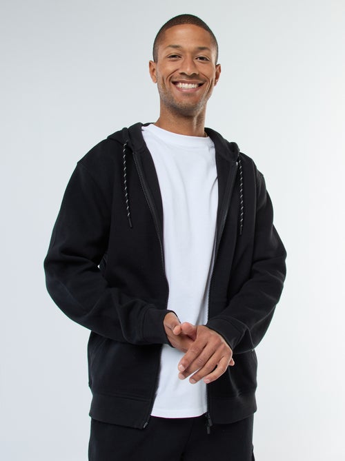 Sweat uni en maille piquée à capuche - Kiabi