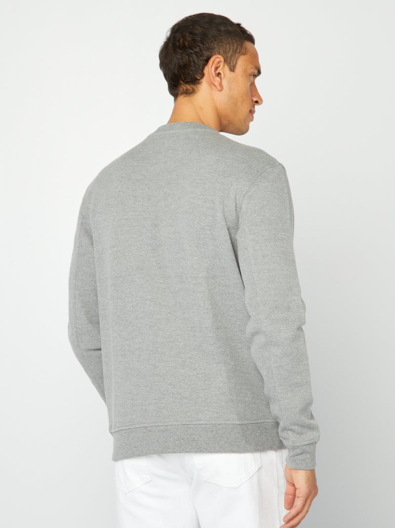 Sweat uni en maille piquée avec poches zippées Gris - Kiabi