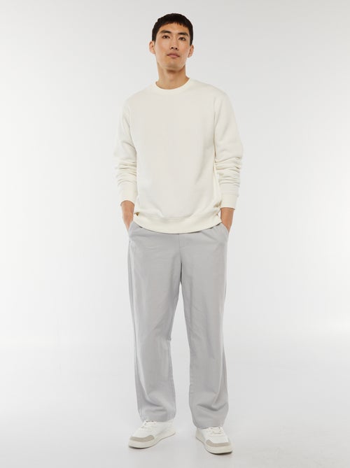 Sweat uni en molleton à col rond - Kiabi