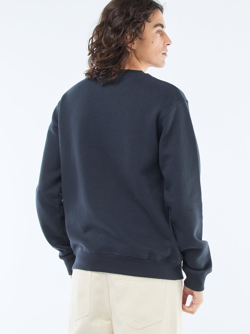 Sweat uni en molleton à col rond Bleu marine - Kiabi