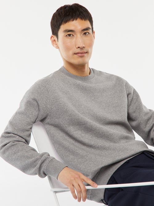 Sweat uni en molleton à col rond - Kiabi