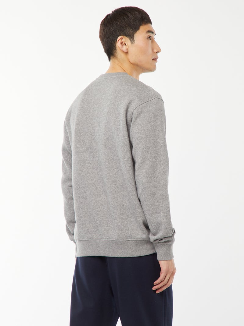 Sweat uni en molleton à col rond Gris - Kiabi