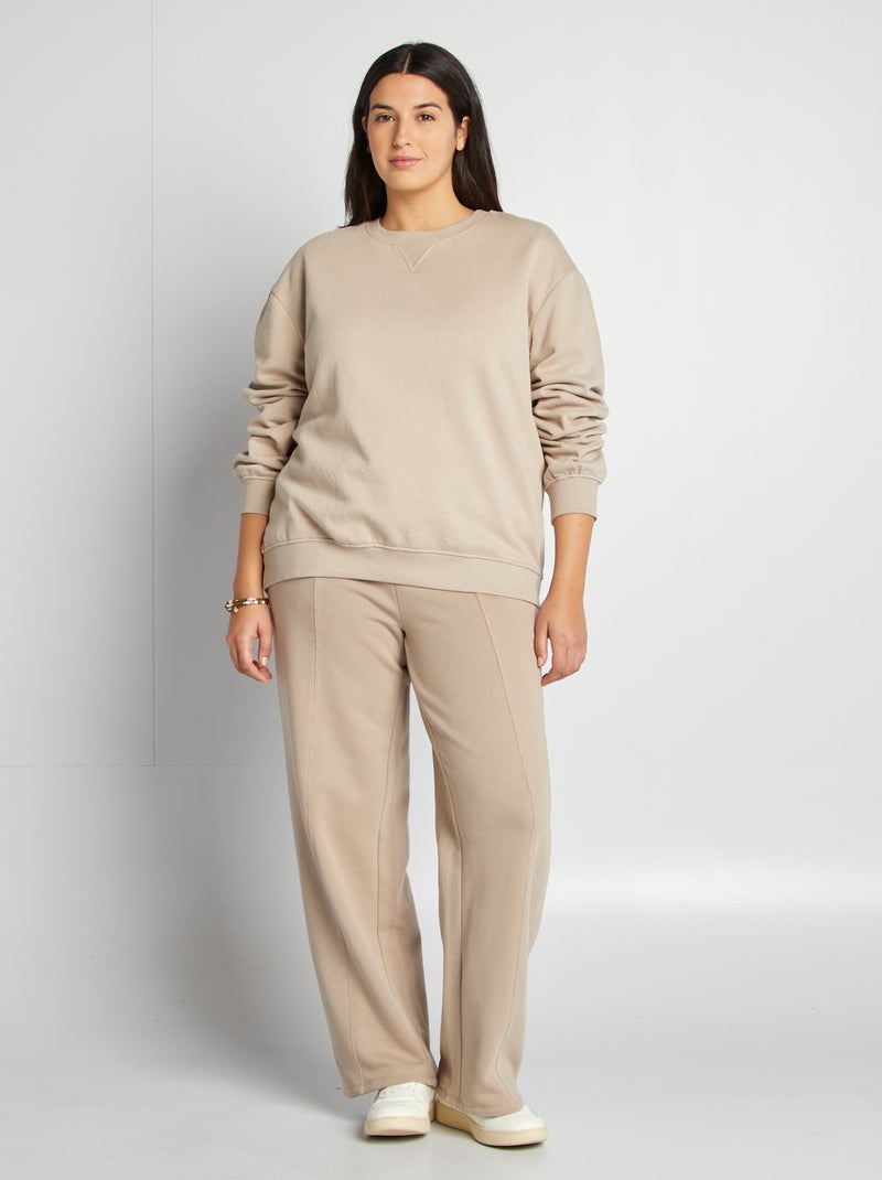 Sweat uni en molleton, beige - Kiabi