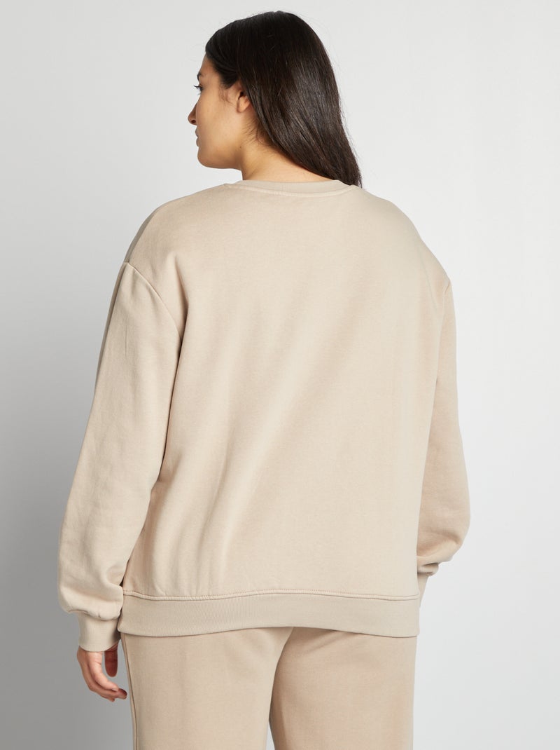 Sweat uni en molleton, beige - Kiabi