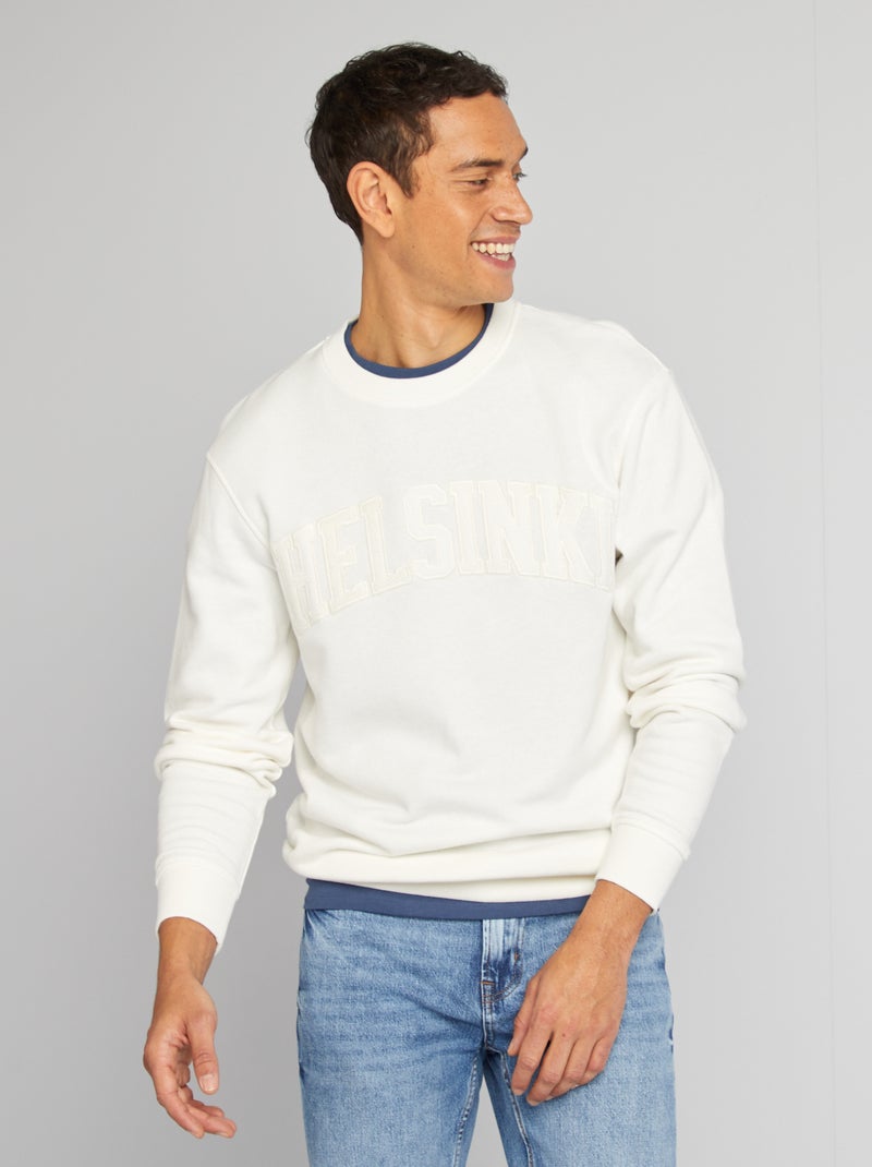 Sweat uni en molleton 'Berlin' BLANC - Kiabi