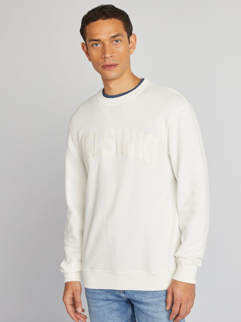 Sweat uni en molleton 'Berlin' BLANC - Kiabi