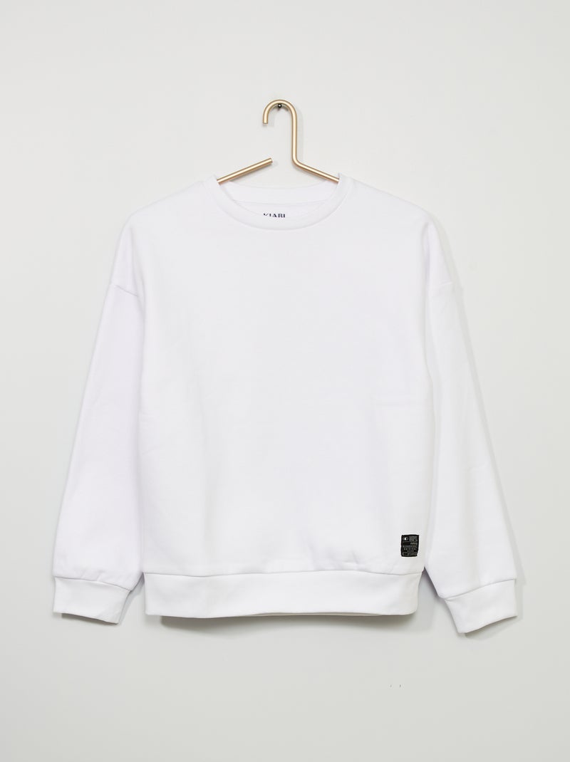 Sweat uni en molleton blanc - Kiabi