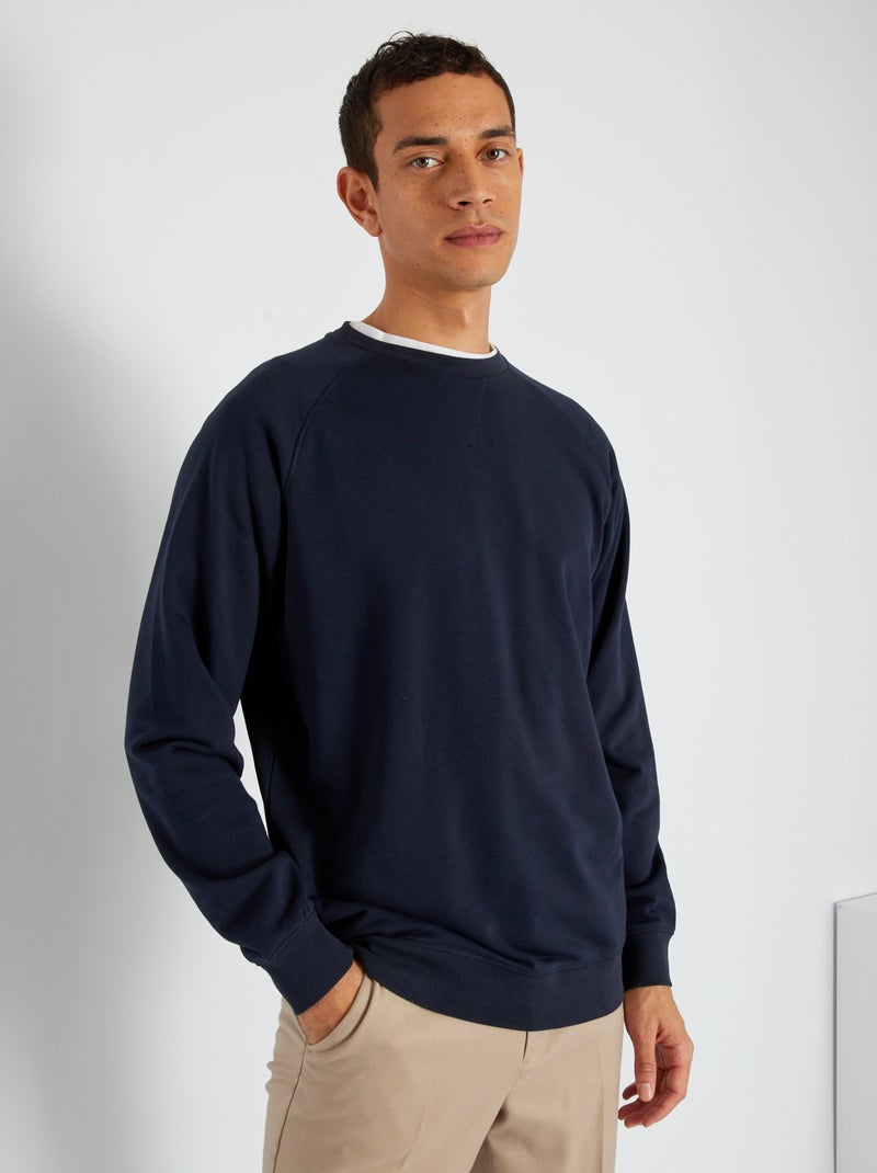 Sweat uni en molleton Bleu marine - Kiabi