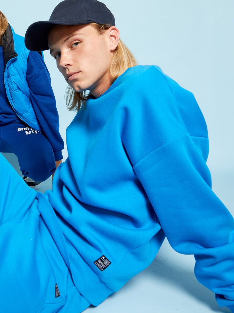 Sweat uni en molleton Bleu - Kiabi