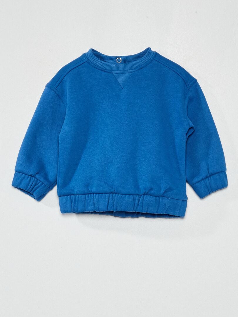 Sweat uni en molleton Bleu - Kiabi