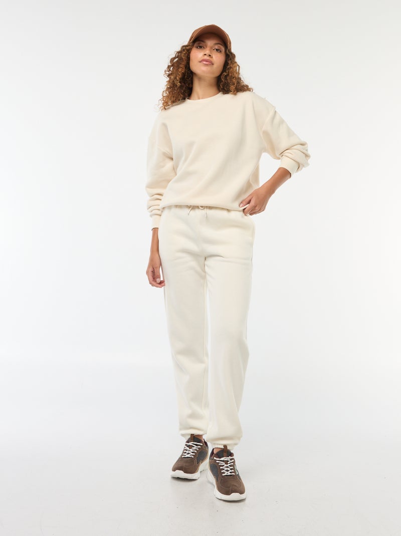 Sweat uni en molleton chaud Crème - Kiabi