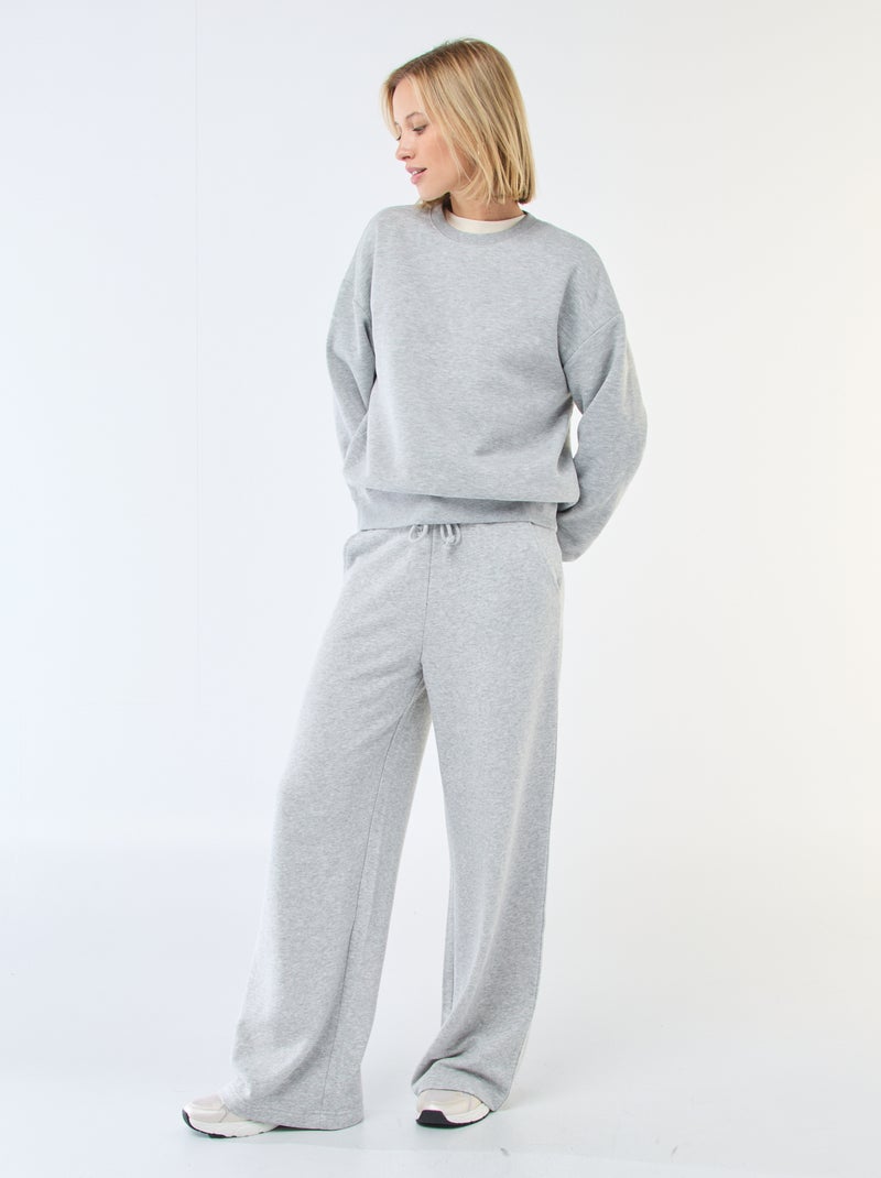 Sweat uni en molleton chaud Gris - Kiabi