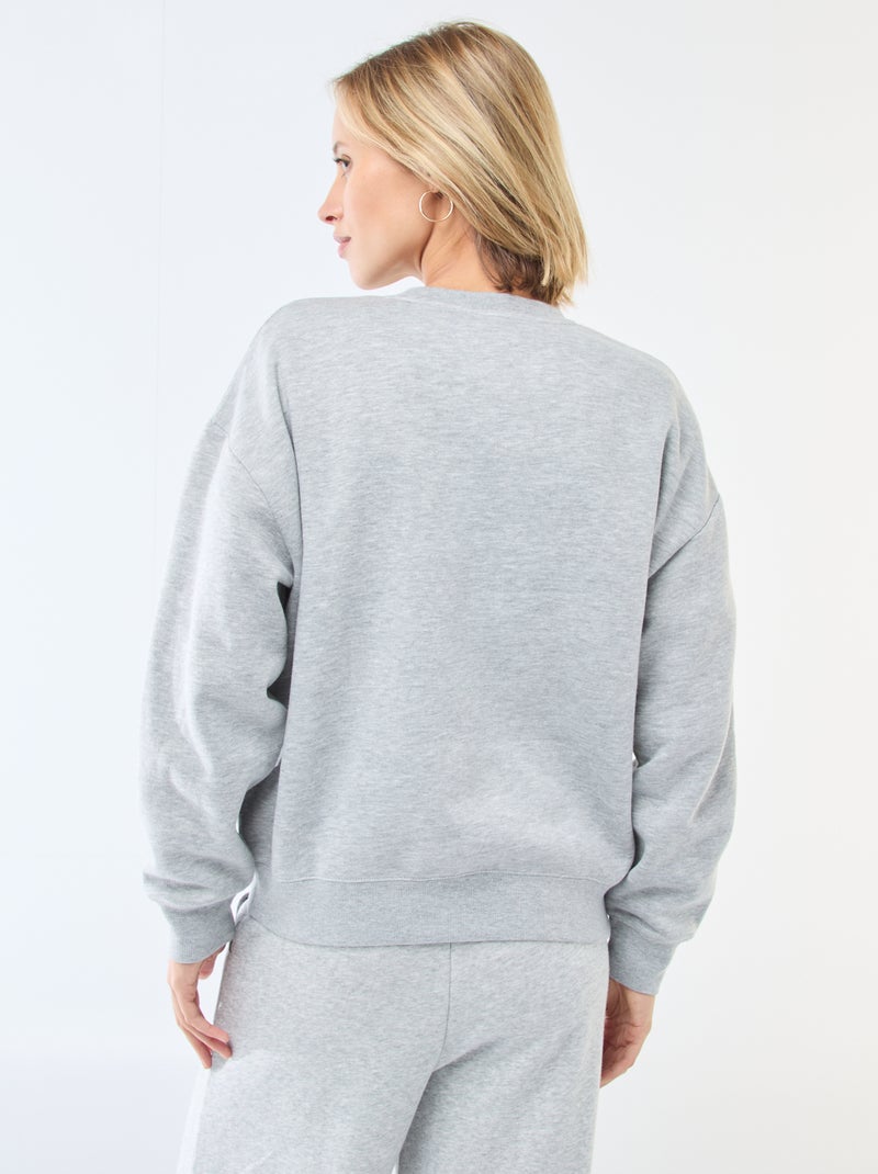 Sweat uni en molleton chaud Gris - Kiabi