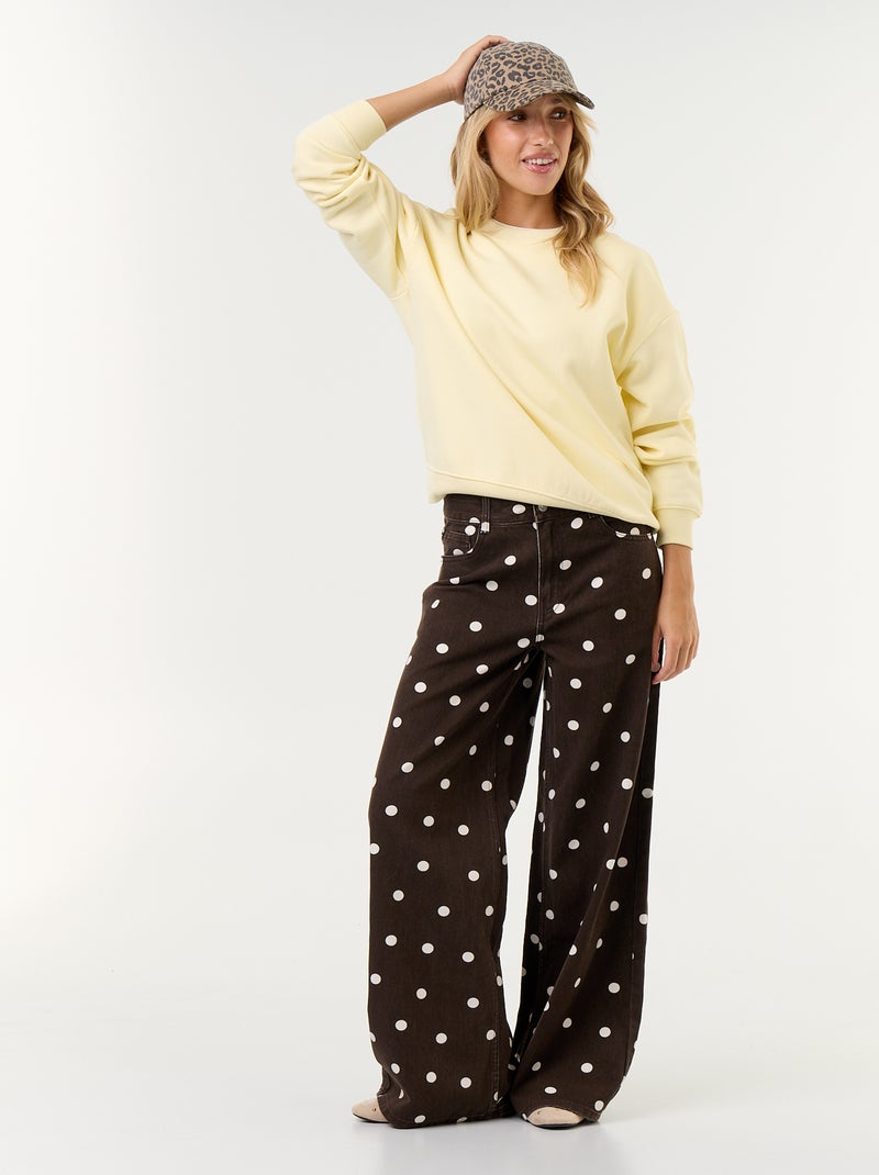 Sweat uni en molleton chaud Jaune - Kiabi