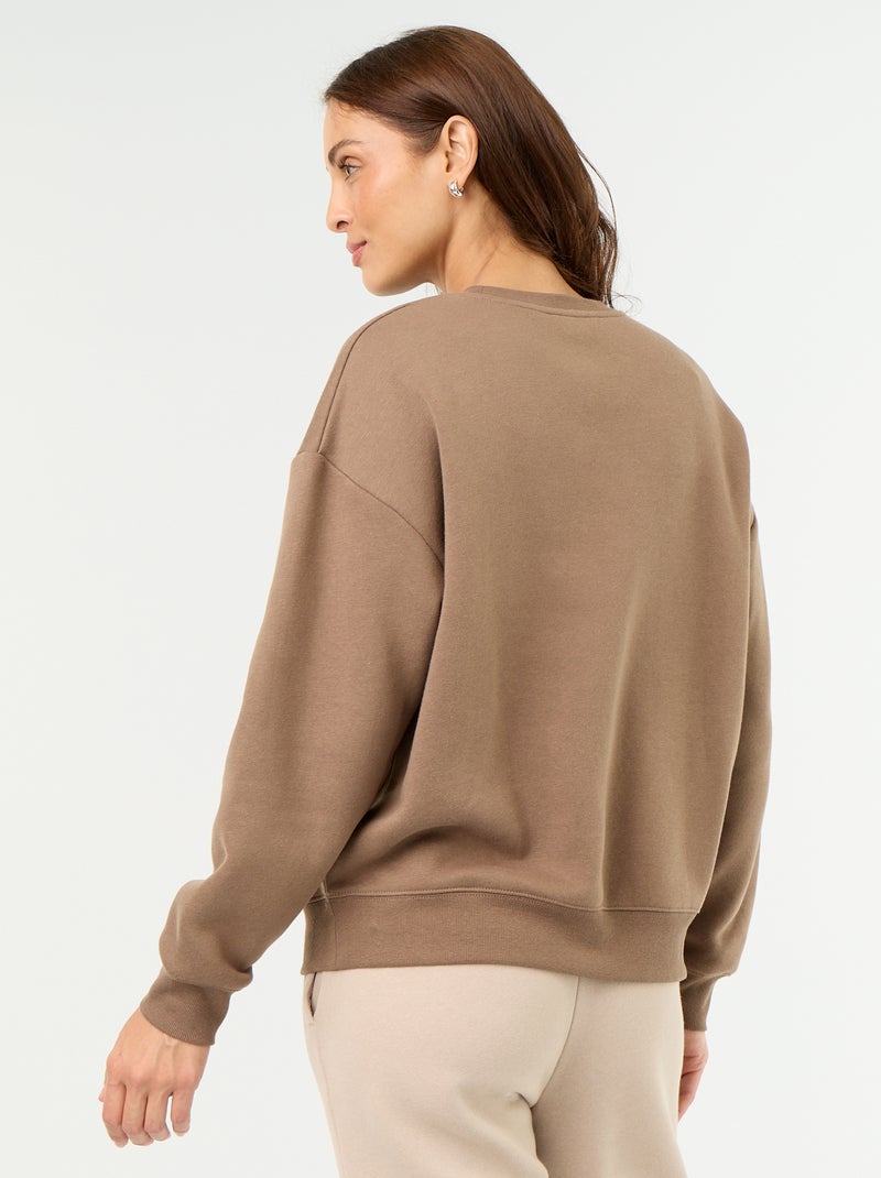 Sweat uni en molleton chaud Marron - Kiabi