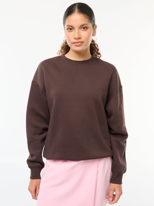 Sweat uni en molleton chaud - Kiabi