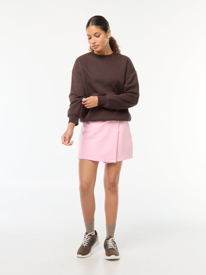 Sweat uni en molleton chaud Marron - Kiabi