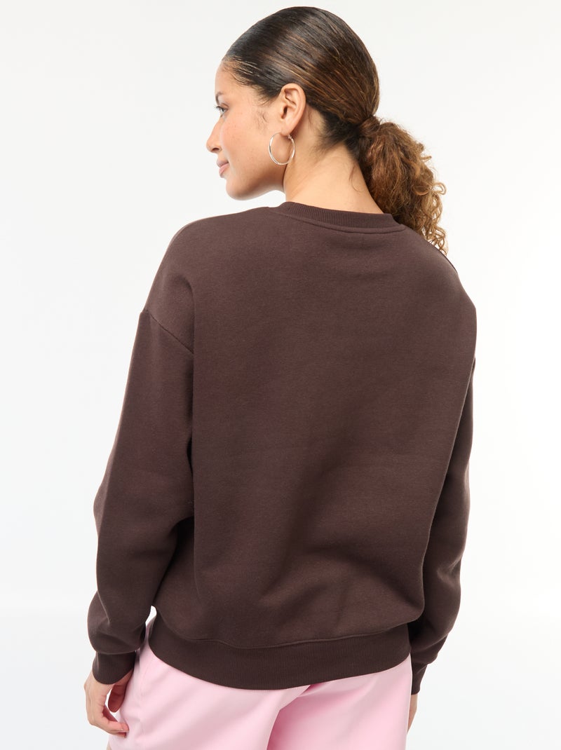 Sweat uni en molleton chaud Marron - Kiabi