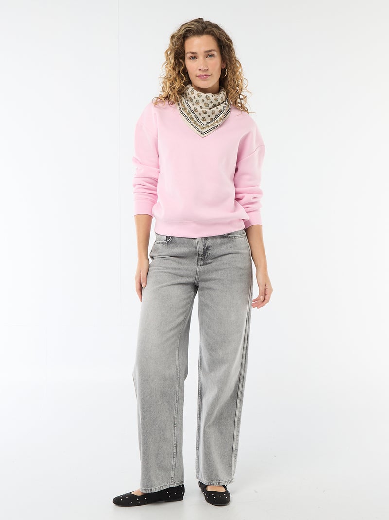 Sweat uni en molleton chaud Rose - Kiabi