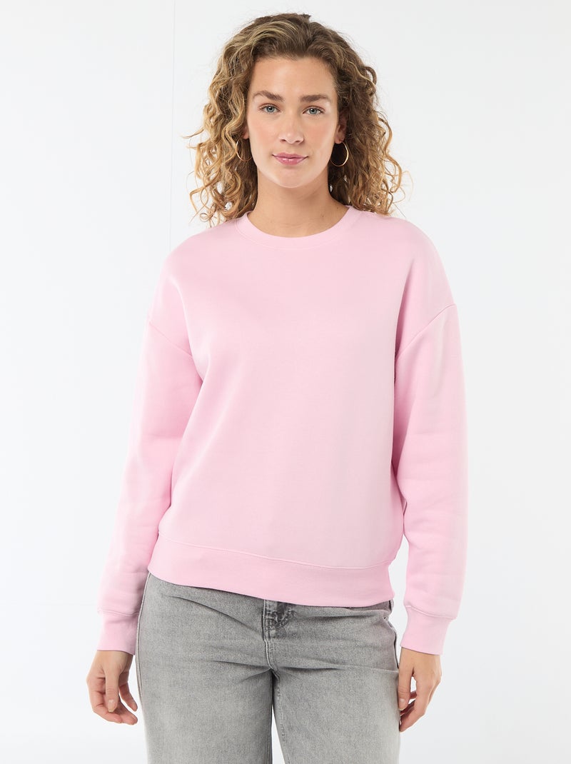 Sweat uni en molleton chaud Rose - Kiabi