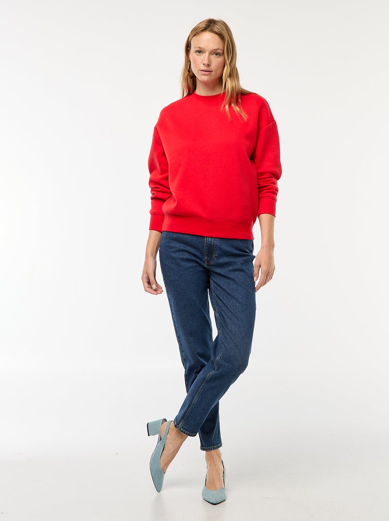 Sweat uni en molleton chaud Rouge - Kiabi