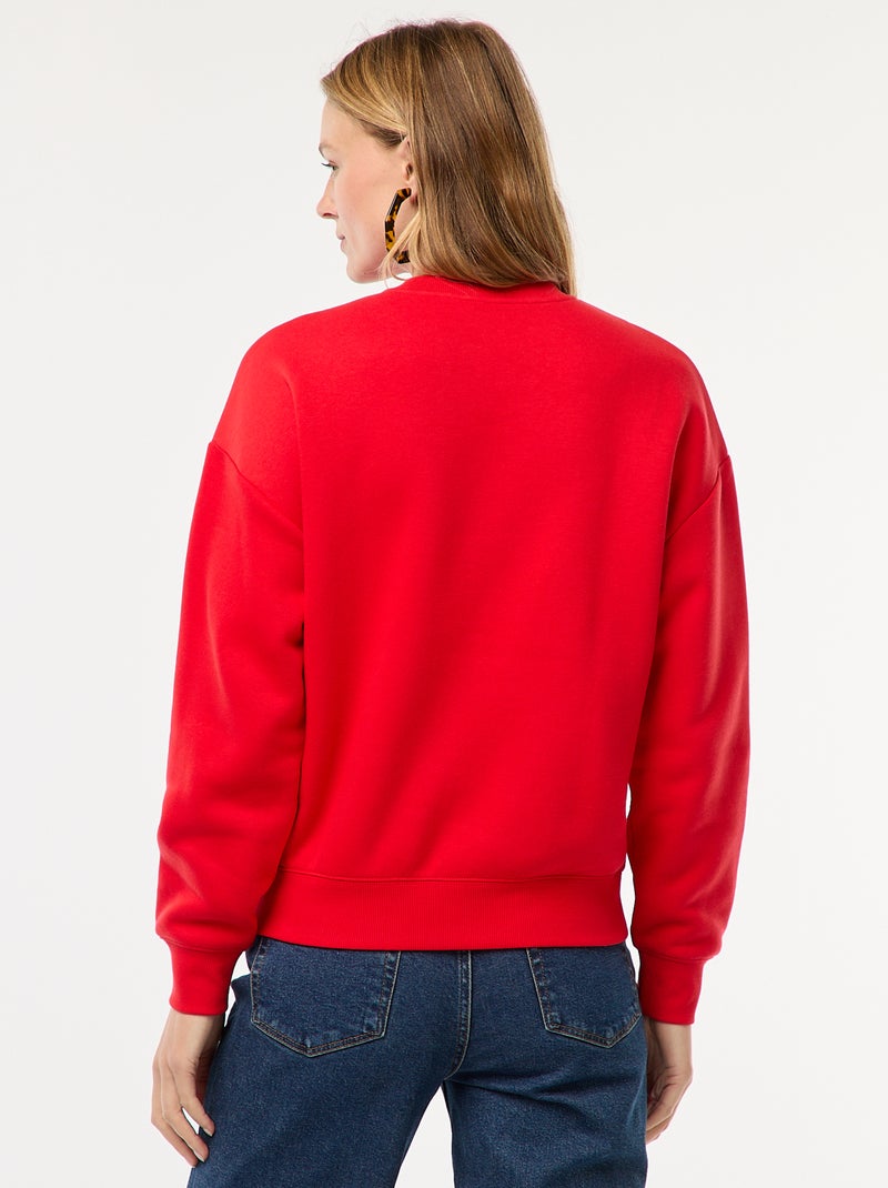 Sweat uni en molleton chaud Rouge - Kiabi