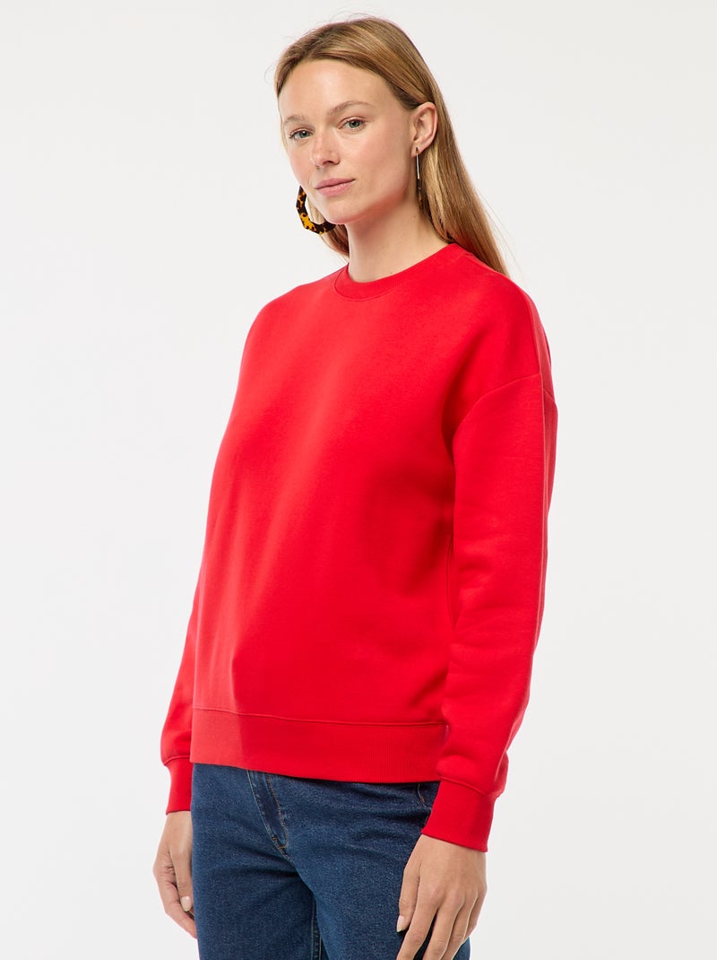 Sweat uni en molleton chaud Rouge - Kiabi