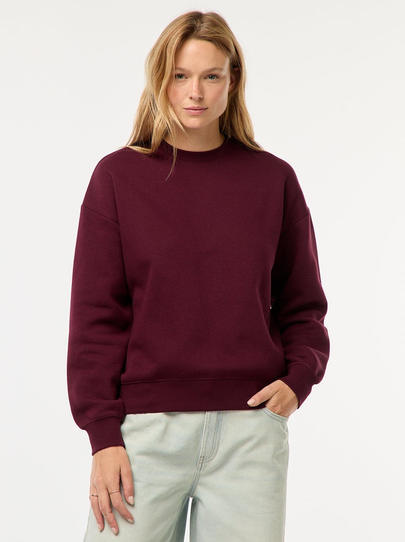 Sweat uni en molleton chaud Rouge royal - Kiabi
