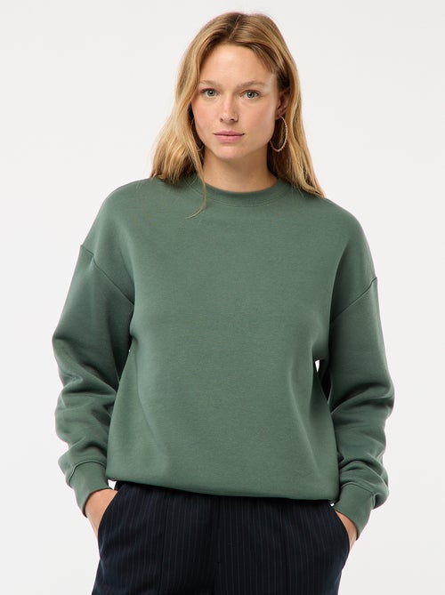Sweat uni en molleton chaud - Kiabi