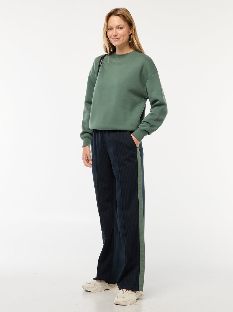Sweat uni en molleton chaud Vert - Kiabi