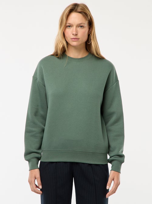 Sweat uni en molleton chaud - Kiabi