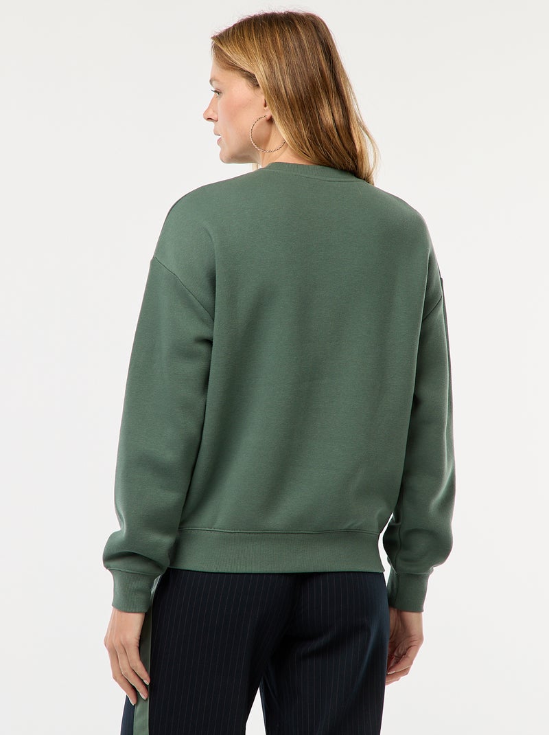 Sweat uni en molleton chaud Vert - Kiabi