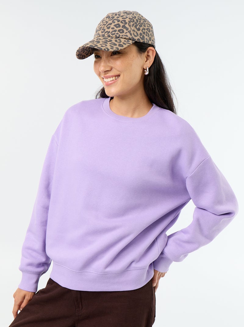 Sweat uni en molleton chaud Violet - Kiabi