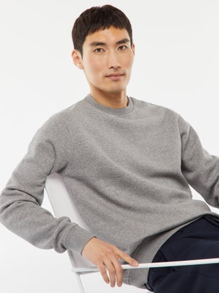 Sweat uni en molleton col rond