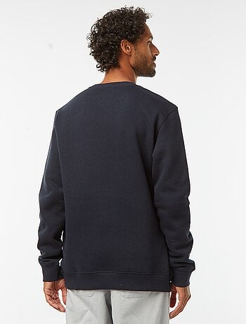 Sweat uni en molleton gratté à col rond