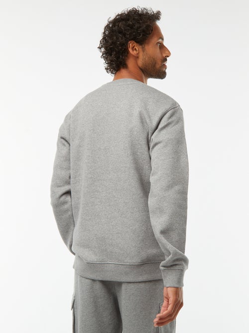 Sweat uni en molleton gratté à col rond - Kiabi