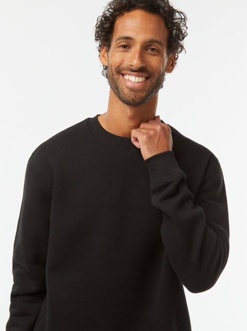 Sweat uni en molleton gratté à col rond - Kiabi