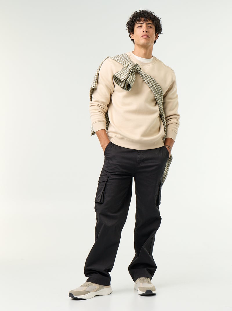 Sweat uni en molleton gratté Beige - Kiabi