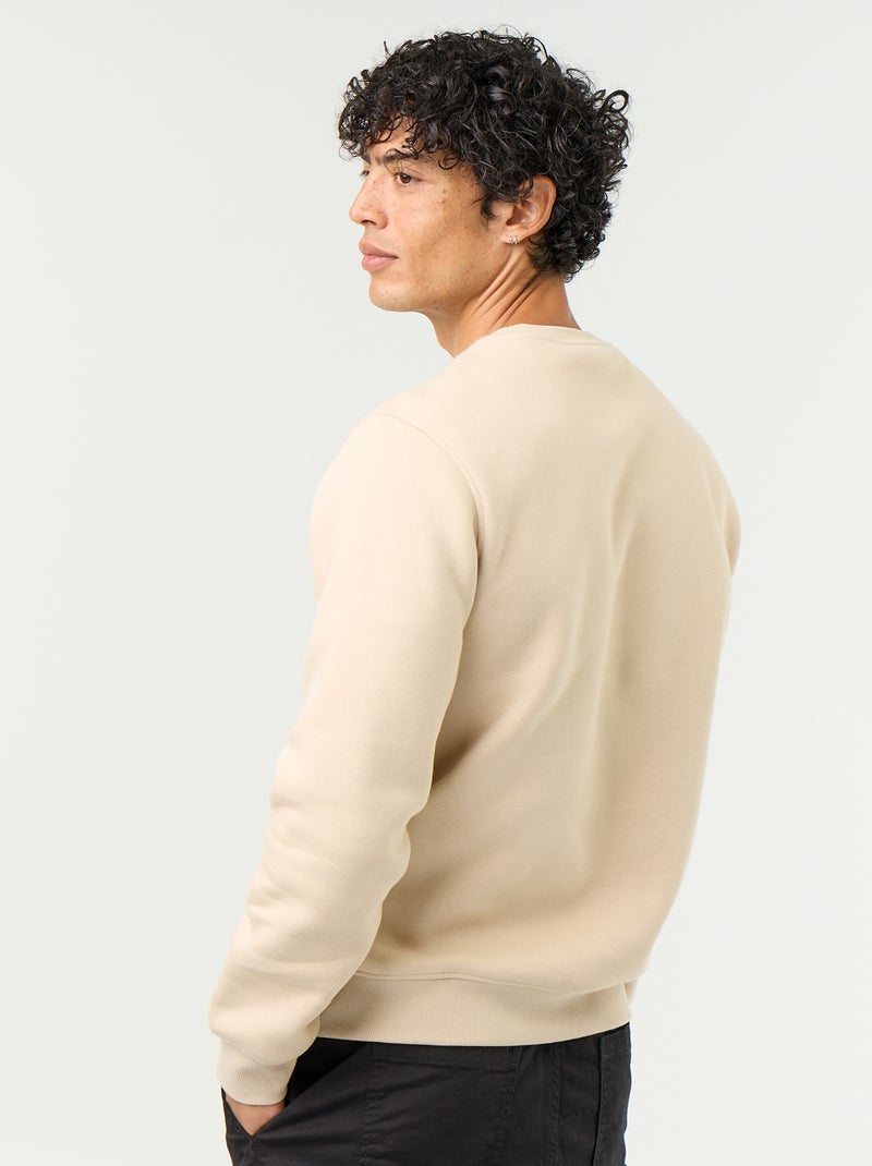 Sweat uni en molleton gratté Beige - Kiabi