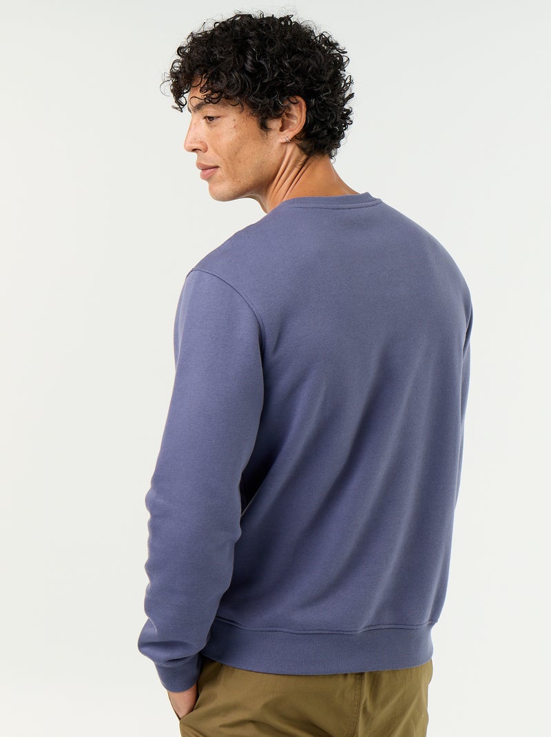 Sweat uni en molleton gratté Bleu - Kiabi