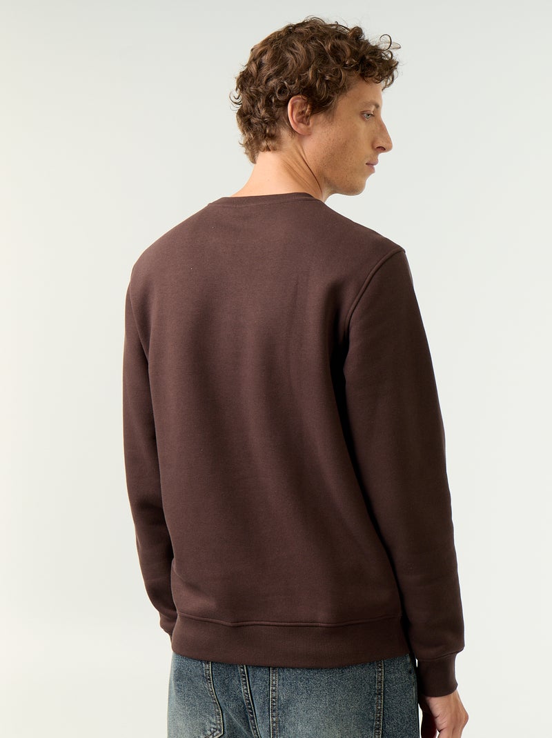 Sweat uni en molleton gratté Marron - Kiabi