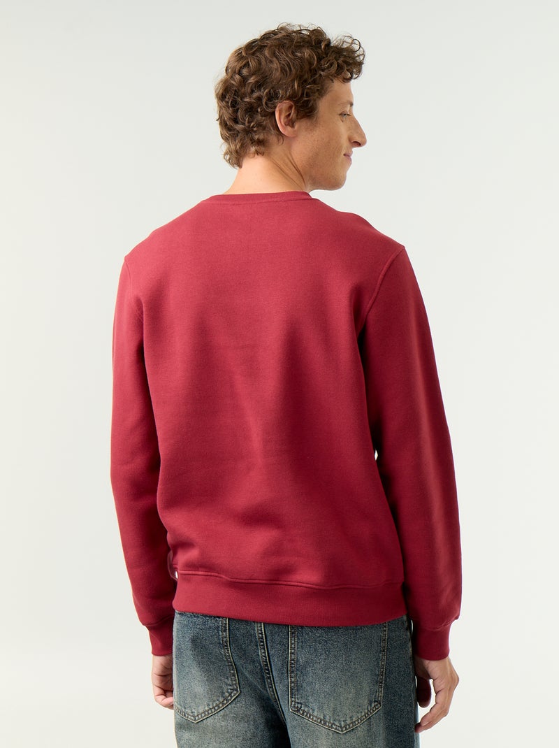 Sweat uni en molleton gratté Rouge - Kiabi