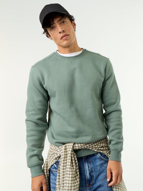Sweat uni en molleton gratté - Kiabi