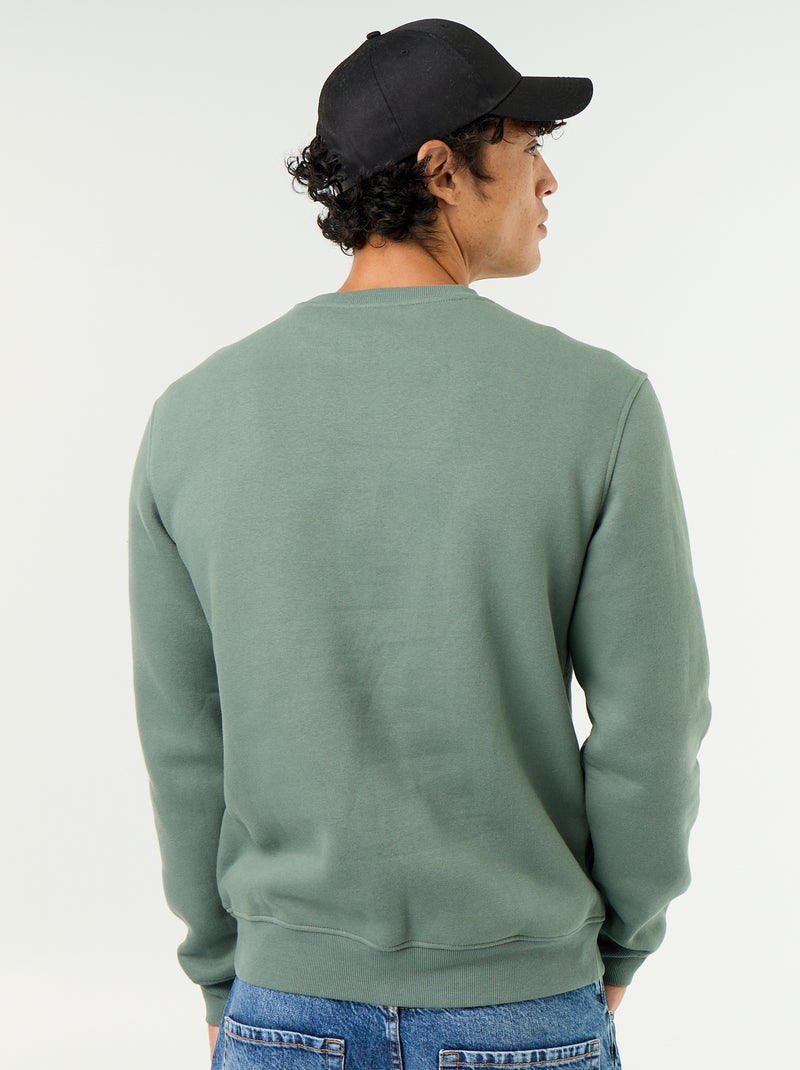 Sweat uni en molleton gratté Vert - Kiabi