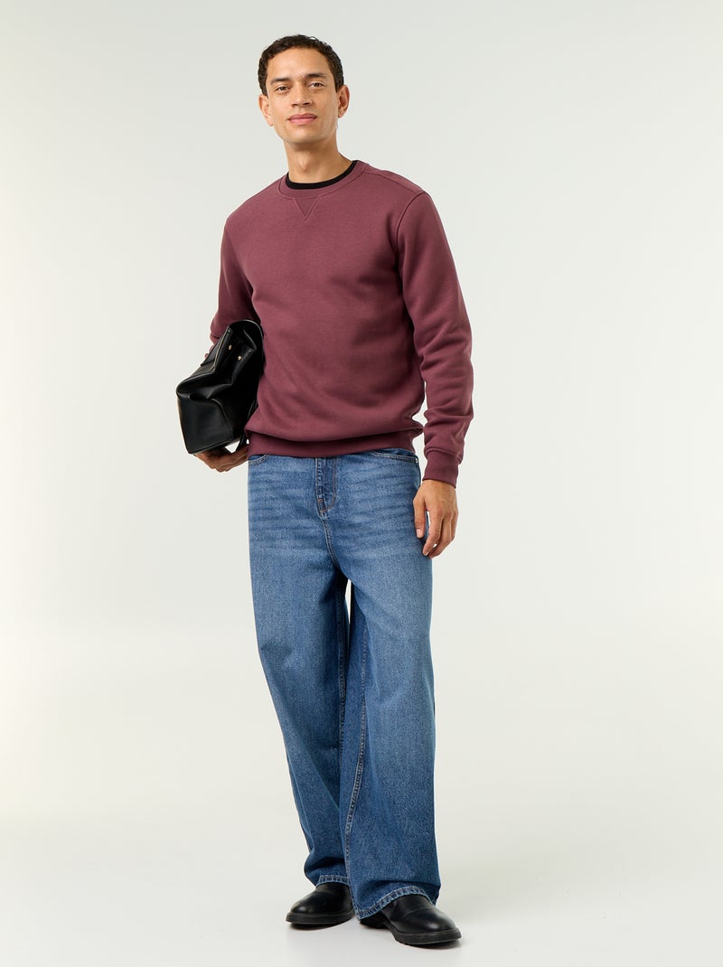 Sweat uni en molleton gratté Violet - Kiabi