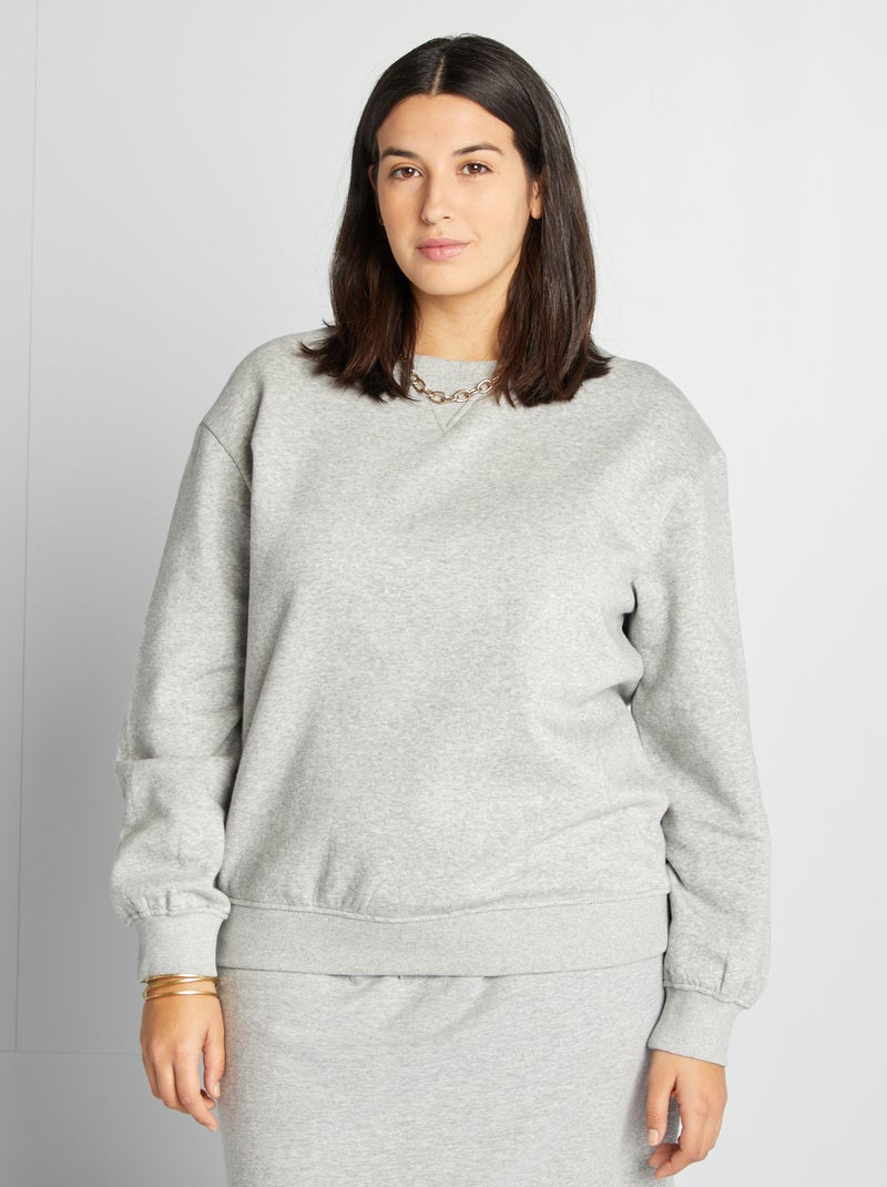 Sweat uni en molleton, Gris - Kiabi